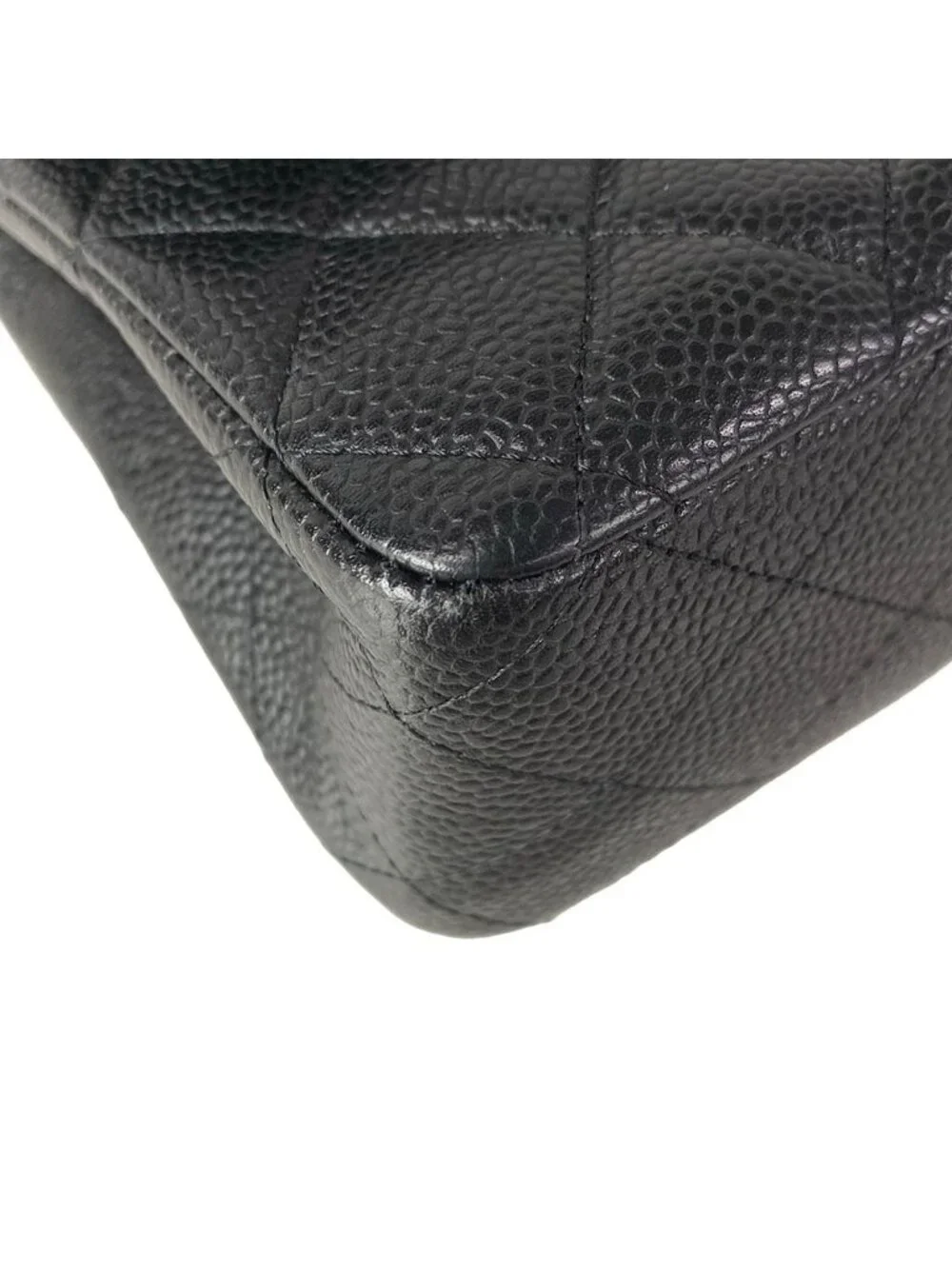 Chanel Shoulder Bag Double Flap Quilted Black Chain Silver